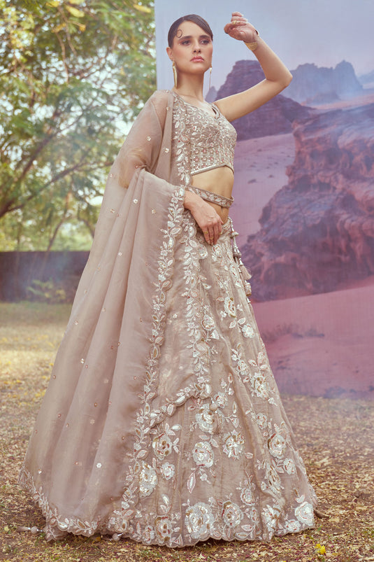 Opulent Beige Wedding Wear Lehenga With Heavy Choli