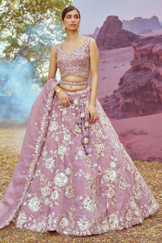 Lavender Heavy Embroidered Designer Lehenga Choli