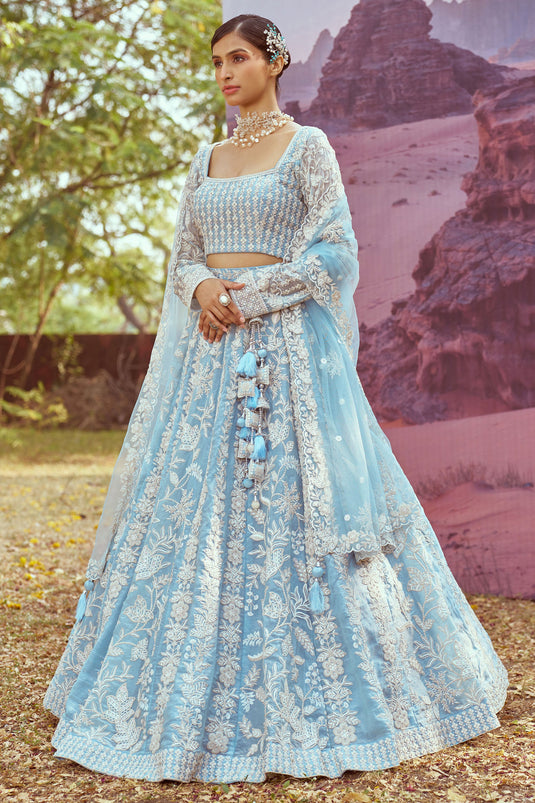 Radiance Blue Wedding Wear Designer Lehenga Choli