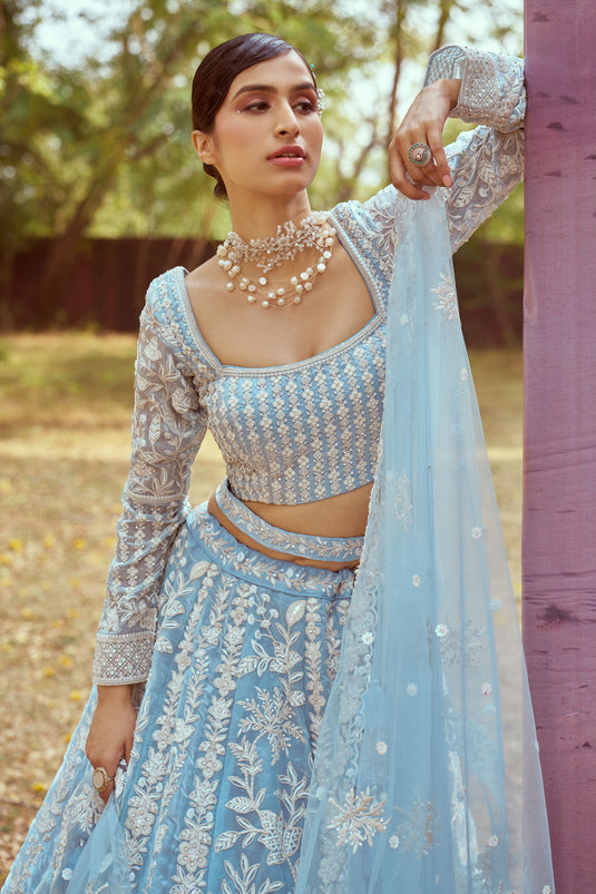 Radiance Blue Wedding Wear Designer Lehenga Choli