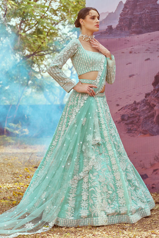 Graceful Heavy Embroidered Bridal Lehenga Choli In Silk Fabric