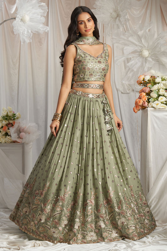 Scintillating Embroidered Poly Georgette Designer Lehenga Choli