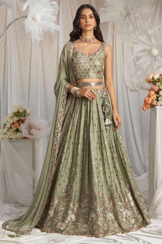 Scintillating Embroidered Poly Georgette Designer Lehenga Choli