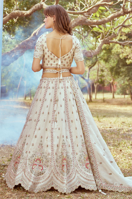 Cream Charm Bridal Embroidered Lehenga Choli