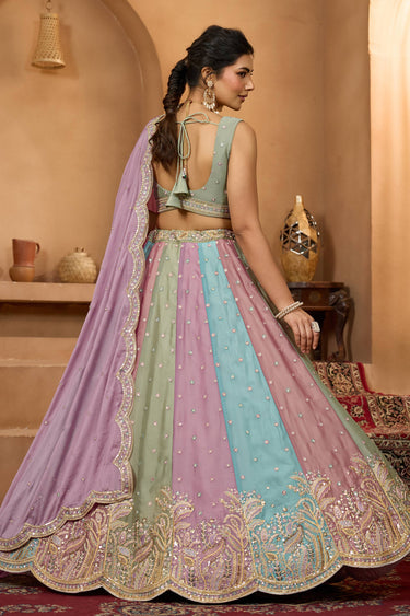 Georgette Multi Color Wedding Wear Lehenga Choli With Dupatta