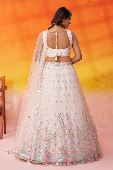 Net Fabric Off White Wedding Wear Lehenga Choli With Dupatta
