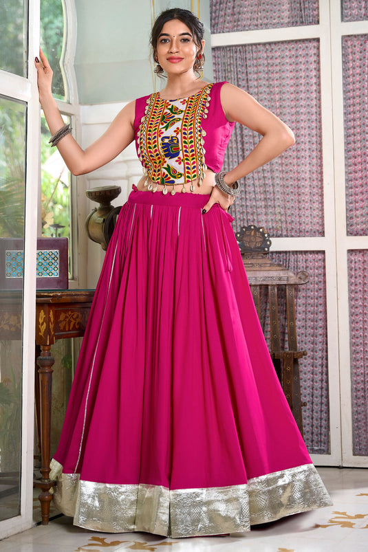 Rayon Fabric Festive Wear Ravishing Readymade Lehenga In Pink Color