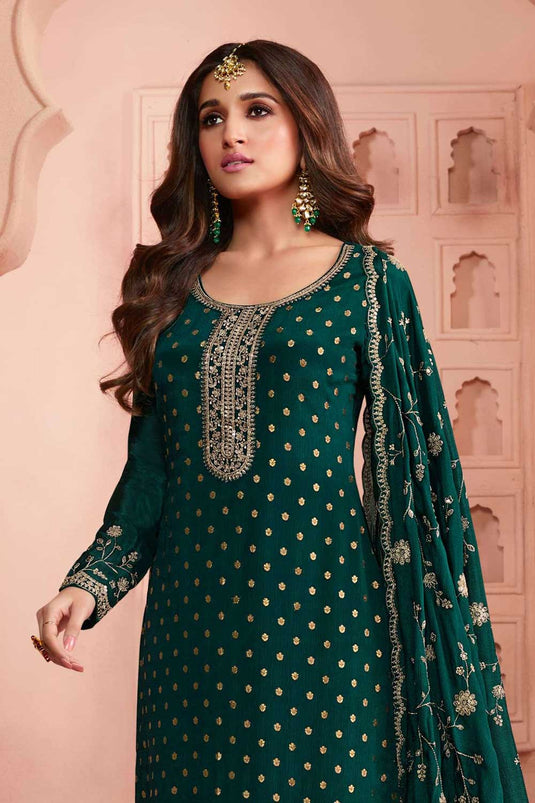 Nidhi shah Green Color Tempting Dola Silk Salwar Suit