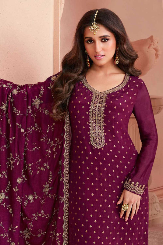 Nidhi shah Beatific Dola Silk Salwar Suit In Wine Color