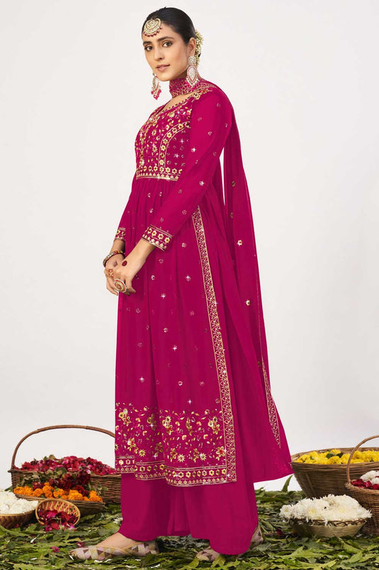 Tempting Pink Color Function Wear Georgette Pakistani Replica Suit