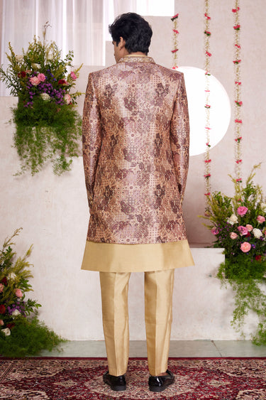 Silk Cream Wedding Wear Readymade Designer Men Indo Western