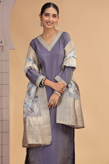 Chiffon Purple Readymade Designer Salwar Suit