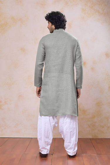 Sea Green Sangeet Wear Cotton Readymade Kurta With Patiyala Style Bottom For Men