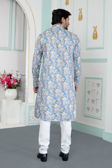 Art Silk Function Wear Multi Color Readymade Kurta With Aligadhi Pant For Men