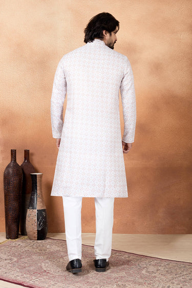 Brown Function Wear Art Silk Fabric Readymade Kurta With Aligadhi Pant For Men