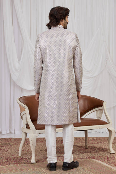 Jacquard Fabric Lavender Readymade Indo Western For Men