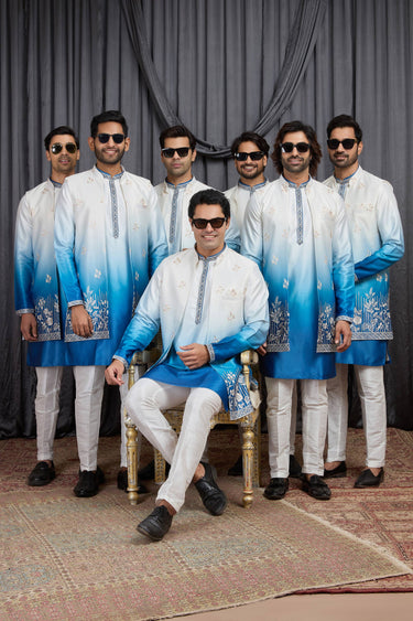 Art Silk Fabric White Readymade Kurta Pyjama For Men