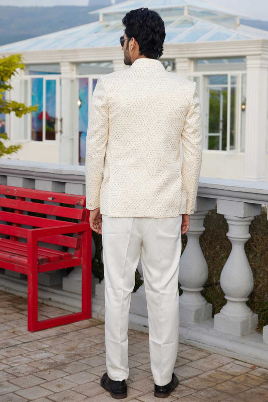 Art Silk Stunning Cream Color Readymade Jodhpuri Jacket