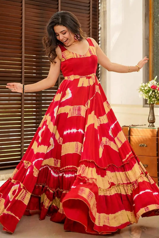 Designer Party Wear Red Color Exclusive Gown