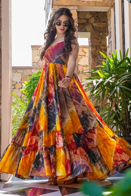 Innovative Multi Color Printed Gown