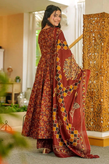 Digital Print Maroon Readymade Palazzo Salwar Suit