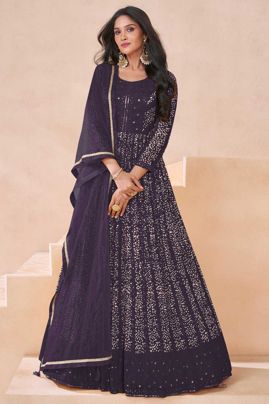 Sushrii Mishraa Glamorous Embroidered Wine Color Anarkali Suit