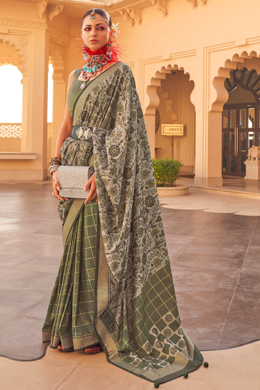 Art Silk Fabric Function Wear Green Color Phenomenal Saree