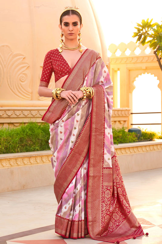 Amazing Maroon Color Art Silk Fabric Saree With Weaving Work