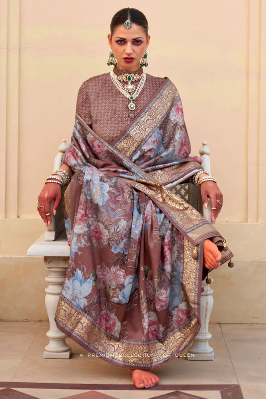 Dazzling Weaving Work On Multi Color Saree In Art Silk Fabric
