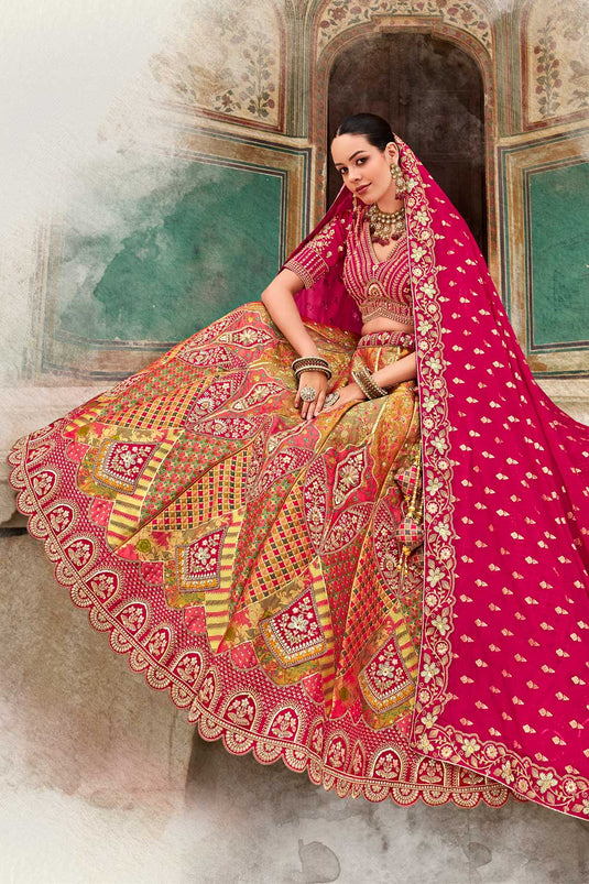 Multi Color Wedding Wear Banarasi Silk Charismatic Bridal Lehenga