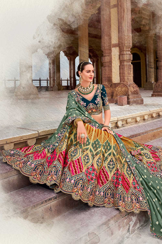 Banarasi Silk Wedding Wear Multi Color Phenomenal Bridal Lehenga