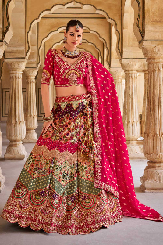 Wedding Wear Banarasi Silk Multi Color Supreme Bridal Lehenga