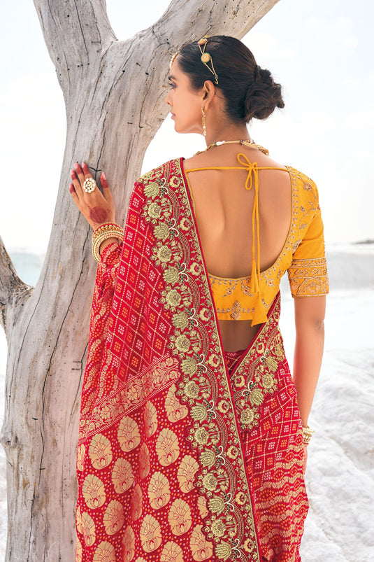 Red Elegant Wedding Wear Patola Saree