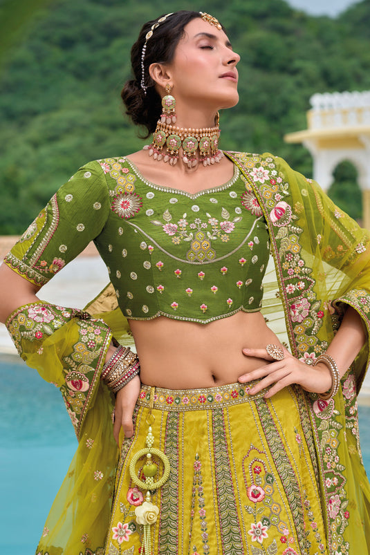 Graceful Green Designer Bridal Silk Lehenga Choli