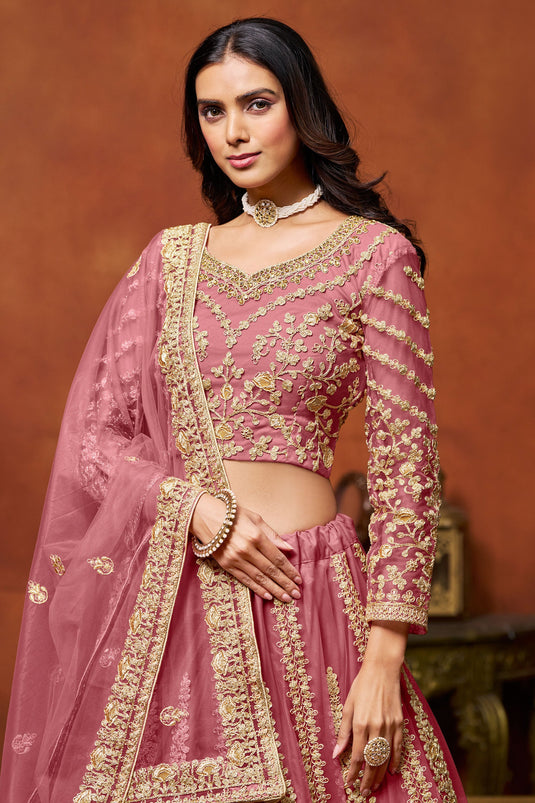 Ethereal Pink Net Wedding Lehenga Choli