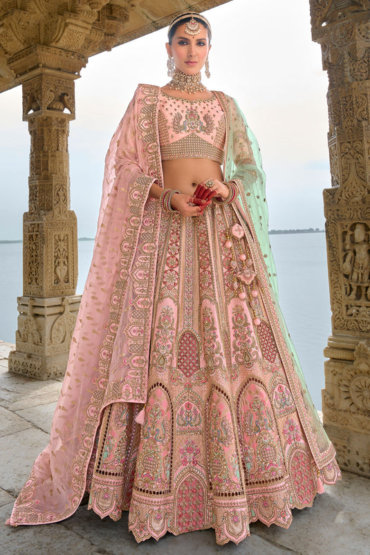 Radiant Pink Heavy Embroidered Bridal Lehenga Choli