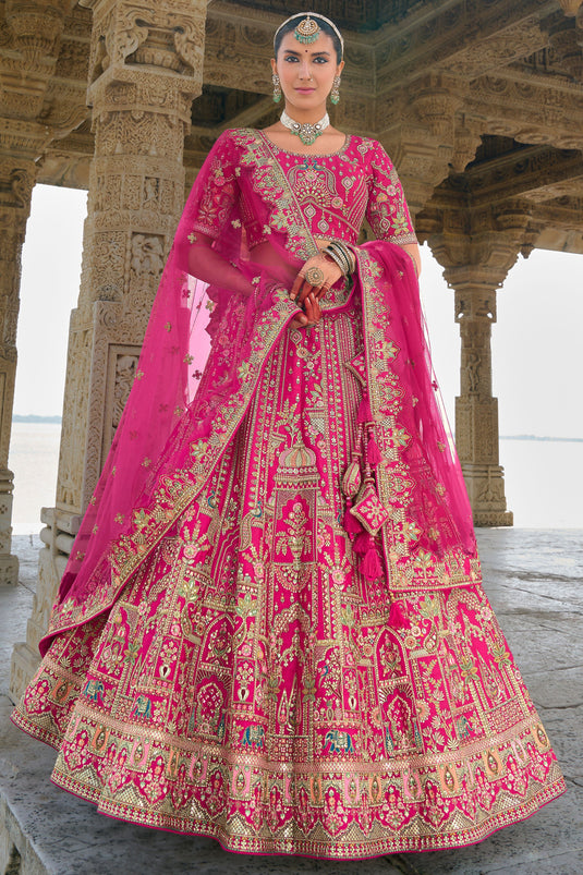 Rani Charm Bridal Embroidered Lehenga Choli And Double Dupatta