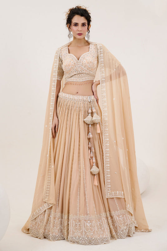 Peach Heavy Embroidered Bridal Readymade Lehenga Choli