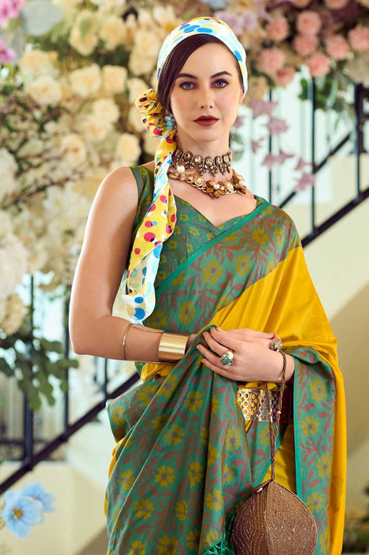 Yellow Color Pleasant Banarsi Style Silk Saree