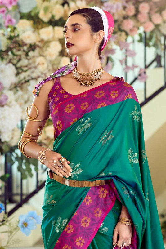 Green Color Glorious Banarsi Style Silk Saree