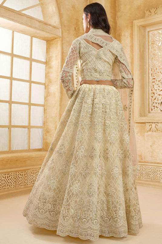 Elegance Off White Wedding Wear Lehenga Choli