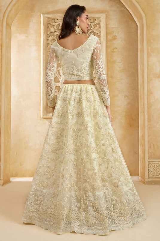 Opulent Off White Wedding Wear Lehenga With Heavy Choli