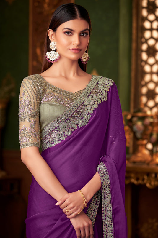 Radiance Purple Lace Border Saree