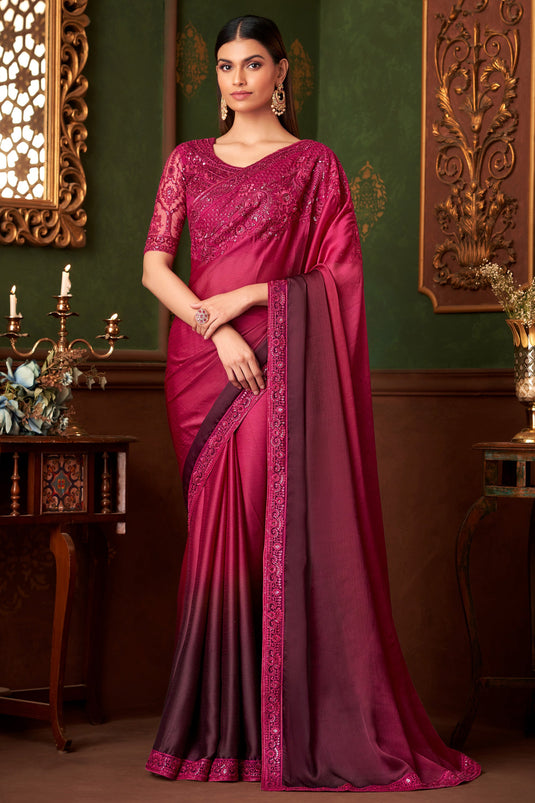 Opulent Magenta Color Fancy Saree