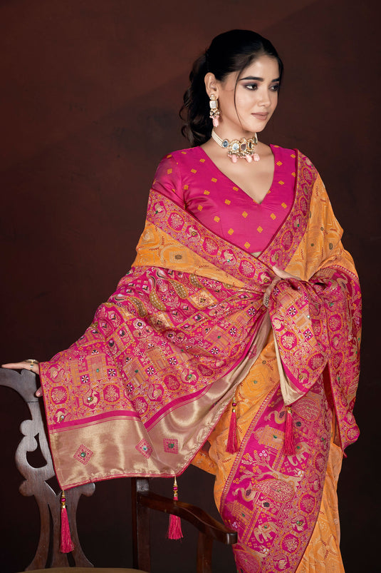 Graceful Orange Wedding Saree