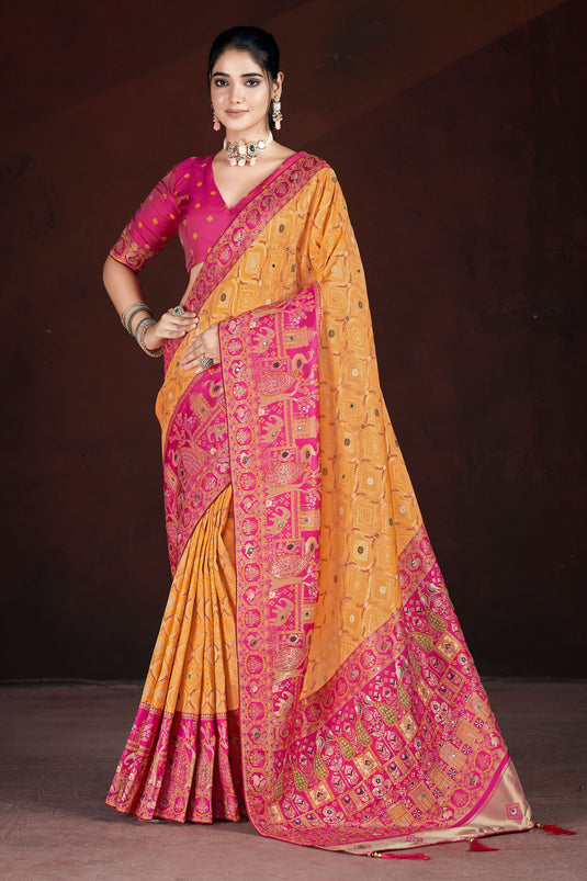 Graceful Orange Wedding Saree