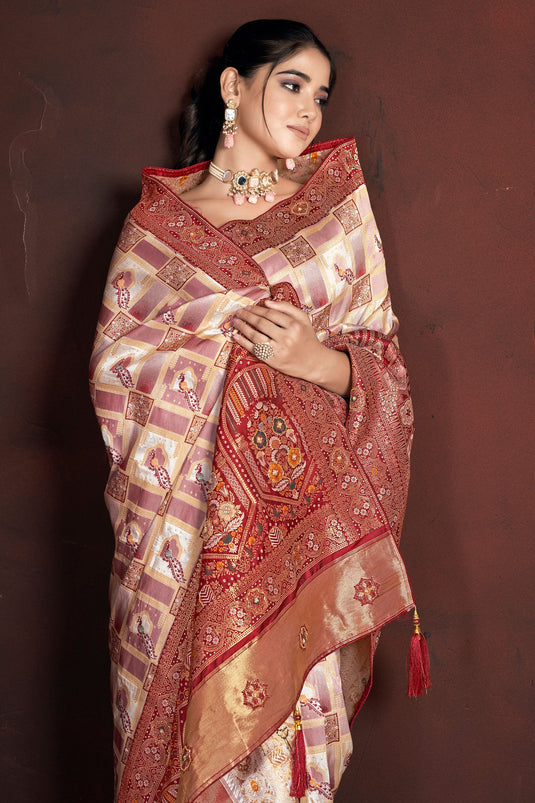 Celestial Maroon Weave Art Silk Saree