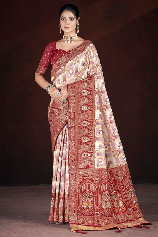 Celestial Maroon Weave Art Silk Saree