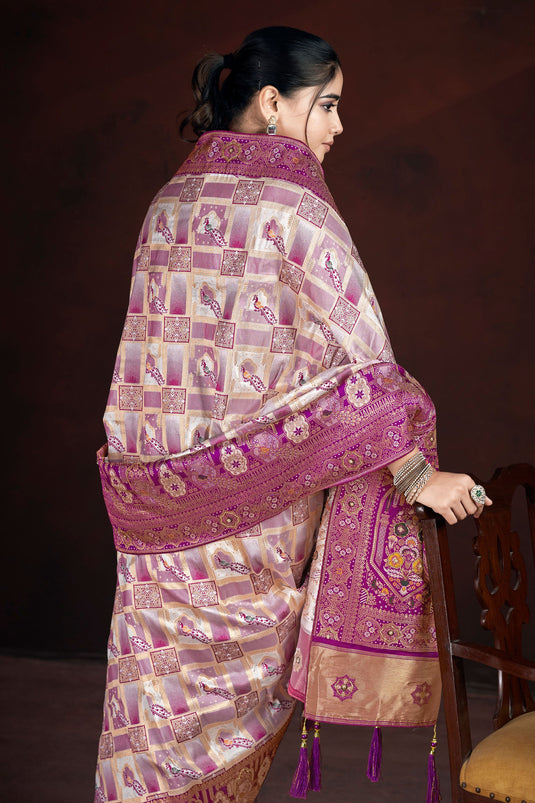 Magenta Weaving Work Art Silk Wedding Saree With Blouse