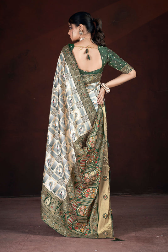 Green Weaving Work Saree